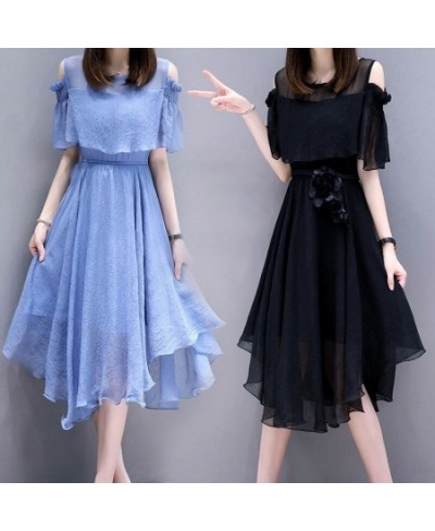 Women Chiffon Dress 2022 New Fashion Sweet Slim Summer Strapless Dresses For Female Oversize Solid $56.28 - Dresses