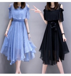 Women Chiffon Dress 2022 New Fashion Sweet Slim Summer Strapless Dresses For Female Oversize Solid $56.28 - Dresses