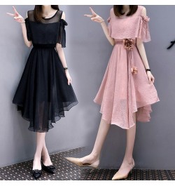 Women Chiffon Dress 2022 New Fashion Sweet Slim Summer Strapless Dresses For Female Oversize Solid $56.28 - Dresses