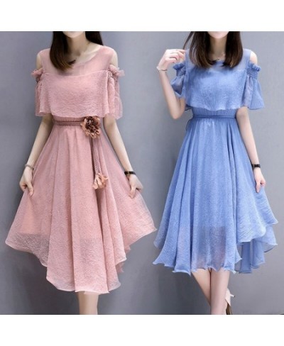 Women Chiffon Dress 2022 New Fashion Sweet Slim Summer Strapless Dresses For Female Oversize Solid $56.28 - Dresses