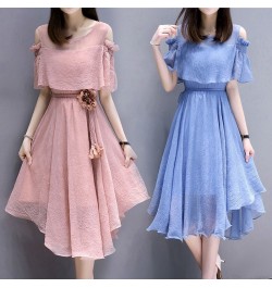 Women Chiffon Dress 2022 New Fashion Sweet Slim Summer Strapless Dresses For Female Oversize Solid $56.28 - Dresses