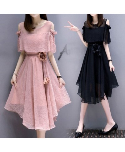 Women Chiffon Dress 2022 New Fashion Sweet Slim Summer Strapless Dresses For Female Oversize Solid $56.28 - Dresses