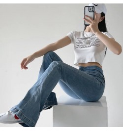 Woman Jeans High Waist New Korean Style Flared Pants Women's High Waist Tight Design Sense Super High Waist Denim Trousers Y2...