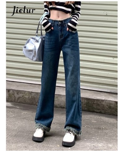 Fringed Jeans for Women Blue High Waist Straight Wide Leg Pants Street Fashion Denim Pants Loose Comfortable Jeans Female $45...