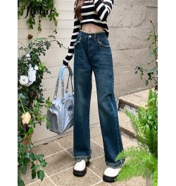 Fringed Jeans for Women Blue High Waist Straight Wide Leg Pants Street Fashion Denim Pants Loose Comfortable Jeans Female $45...