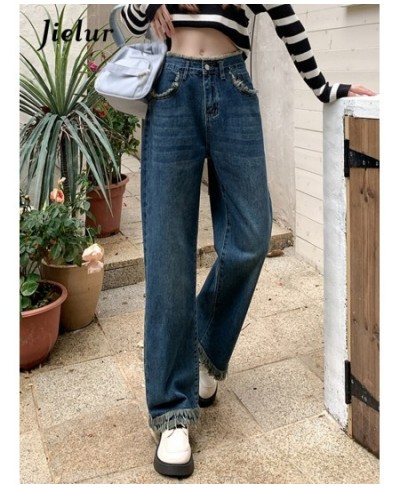 Fringed Jeans for Women Blue High Waist Straight Wide Leg Pants Street Fashion Denim Pants Loose Comfortable Jeans Female $45...