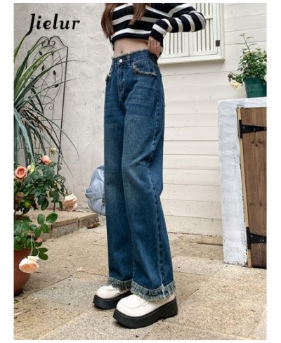 Fringed Jeans for Women Blue High Waist Straight Wide Leg Pants Street Fashion Denim Pants Loose Comfortable Jeans Female $45...