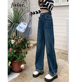 Fringed Jeans for Women Blue High Waist Straight Wide Leg Pants Street Fashion Denim Pants Loose Comfortable Jeans Female $45...