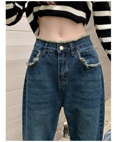 Fringed Jeans for Women Blue High Waist Straight Wide Leg Pants Street Fashion Denim Pants Loose Comfortable Jeans Female $45...