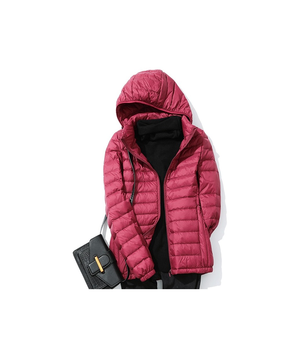 Fall Winter Women Ultralight Thin Down Jacket White Duck Down Hooded Jackets Remove Hat Warm Coat Parka Female Portable Outwe...