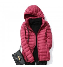 Fall Winter Women Ultralight Thin Down Jacket White Duck Down Hooded Jackets Remove Hat Warm Coat Parka Female Portable Outwe...