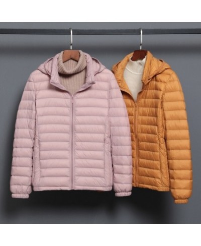 Fall Winter Women Ultralight Thin Down Jacket White Duck Down Hooded Jackets Remove Hat Warm Coat Parka Female Portable Outwe...