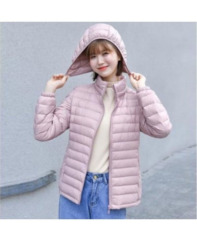 Fall Winter Women Ultralight Thin Down Jacket White Duck Down Hooded Jackets Remove Hat Warm Coat Parka Female Portable Outwe...