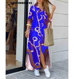 Women fashionable Shirt-style Button Dress Ladies Casual Long Street Dress Large Size Loose Home Commuter Print Dress $43.41 ...