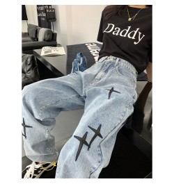 Streetwear Cross Embroidery Jeans Woman High Waist Y2k Straight Pants Korean Fashion Women's Jeans 2023 Trend Trousers $46.04...