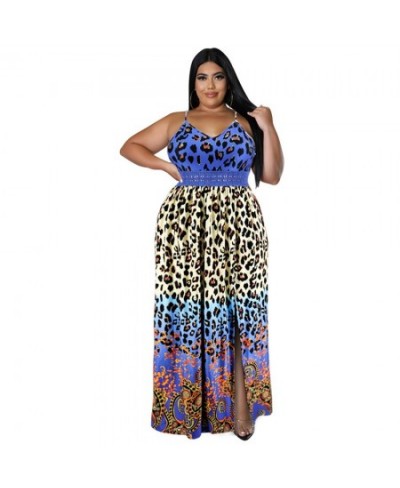 Plus Size Dresses Women Summer Holiday Slip Leopard Print Patchwork Elegant Party Sexy Maxi Dress Wholesale $45.73 - Plus Siz...