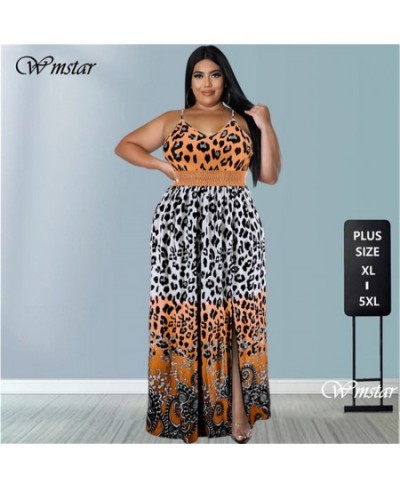 Plus Size Dresses Women Summer Holiday Slip Leopard Print Patchwork Elegant Party Sexy Maxi Dress Wholesale $45.73 - Plus Siz...