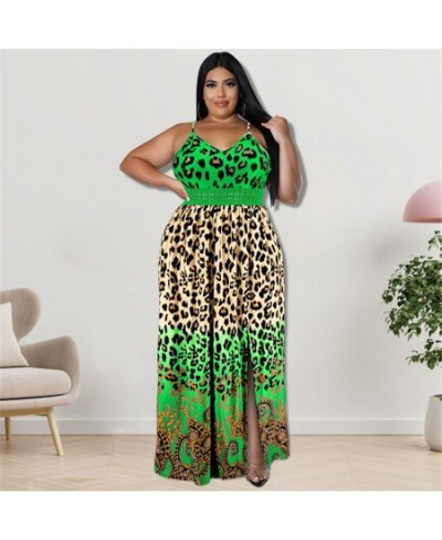 Plus Size Dresses Women Summer Holiday Slip Leopard Print Patchwork Elegant Party Sexy Maxi Dress Wholesale $45.73 - Plus Siz...