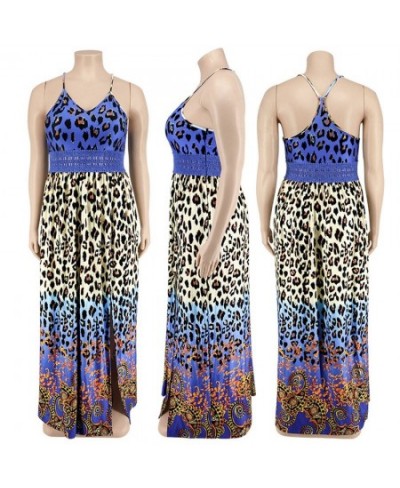 Plus Size Dresses Women Summer Holiday Slip Leopard Print Patchwork Elegant Party Sexy Maxi Dress Wholesale $45.73 - Plus Siz...