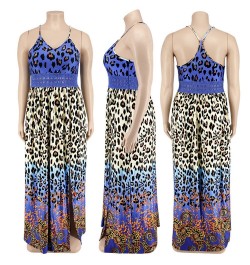 Plus Size Dresses Women Summer Holiday Slip Leopard Print Patchwork Elegant Party Sexy Maxi Dress Wholesale $45.73 - Plus Siz...