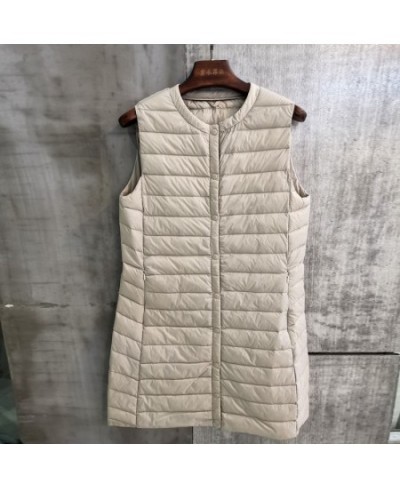 New Women Ultra Light Down Vest Casual Long Slim Waistcoat High Quality Winter Bottoming Vest M-4XL $46.27 - Jackets & Coats