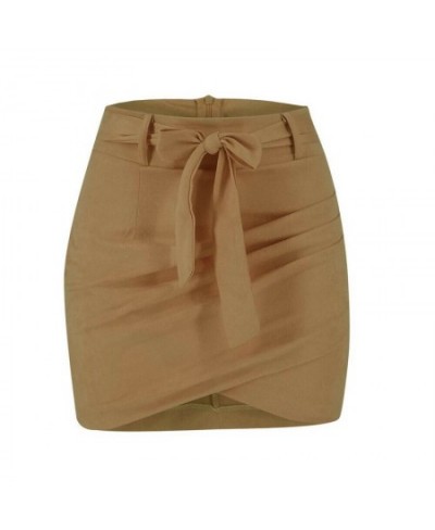 High waist belt suede leather skirt female Spring Autumn irregular bodycon mini skirt Sexy streetwear women Wrap skirt bottom...