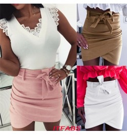 High waist belt suede leather skirt female Spring Autumn irregular bodycon mini skirt Sexy streetwear women Wrap skirt bottom...