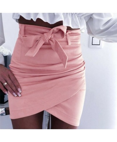 High waist belt suede leather skirt female Spring Autumn irregular bodycon mini skirt Sexy streetwear women Wrap skirt bottom...