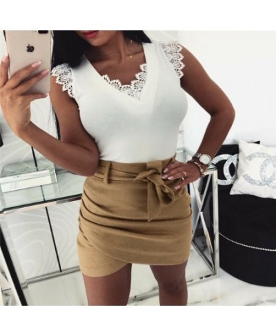 High waist belt suede leather skirt female Spring Autumn irregular bodycon mini skirt Sexy streetwear women Wrap skirt bottom...