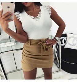 High waist belt suede leather skirt female Spring Autumn irregular bodycon mini skirt Sexy streetwear women Wrap skirt bottom...