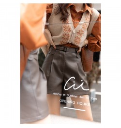 2023 Autumn Shorts For Women Leather Short Pants High Waist Wide Leg Short Trousers Sexy Female Clothing MXA33K0048 $49.36 - ...