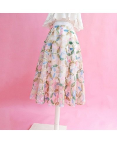 2022 Spring Summer Korean Fashion Vintage Chic Elegant Fairy Female Clothing Women Green High Waisted Pleated Midi Tulle Skir...