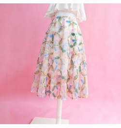 2022 Spring Summer Korean Fashion Vintage Chic Elegant Fairy Female Clothing Women Green High Waisted Pleated Midi Tulle Skir...