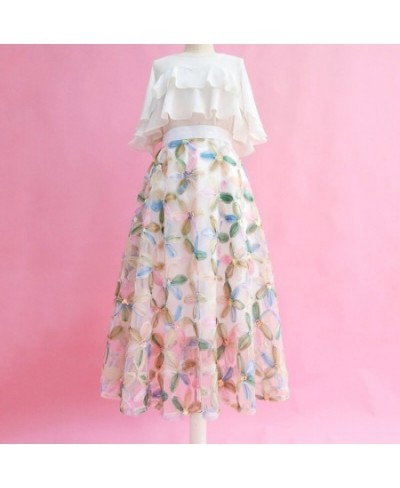 2022 Spring Summer Korean Fashion Vintage Chic Elegant Fairy Female Clothing Women Green High Waisted Pleated Midi Tulle Skir...