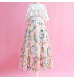 2022 Spring Summer Korean Fashion Vintage Chic Elegant Fairy Female Clothing Women Green High Waisted Pleated Midi Tulle Skir...