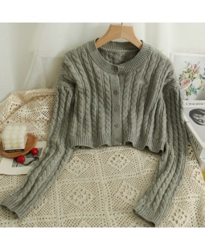 Knitting Causal Solid Color O-neck Long Sleeve Women Sweater New 2022 Autumn Fashion Single Row Button Cardigan Top Coat Kore...