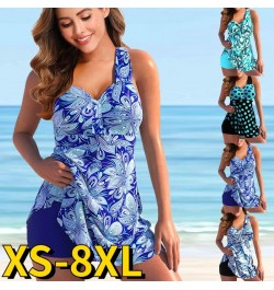 2023 Summer Women Retro Pattern Print Beachwear Swimsuit Female Backless Sling Bathing Suit Female High Waist Two Piece Tanki...