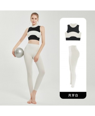 Women Summer Sport Bra Leggings Sportswear Yoga Set Simple Elegant Color Matching Crop Top High Waist Hip Lifting Leggings $7...