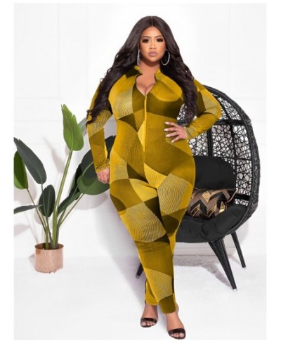 Plus Size Jumpsuit Women Printed Zipper Up One Piece Leggings Bodysuit Stretch Bodycon New Style Wholesale $38.06 - Plus Size...