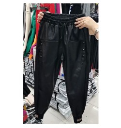 Black winter warm thick PU leather high waist Women's Capris harem pants for women baggy pants woman trousers $48.10 - Pants ...