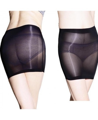 Sexy Glossy Sheer Micro Mini Stretchy Skirt Oil Shiny Slim Fit Stockings See Through Butt Lifting Shapewear $22.66 - Skirts