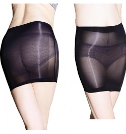 Sexy Glossy Sheer Micro Mini Stretchy Skirt Oil Shiny Slim Fit Stockings See Through Butt Lifting Shapewear $22.66 - Skirts