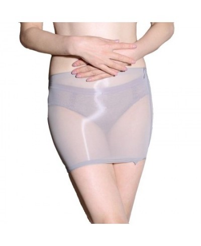 Sexy Glossy Sheer Micro Mini Stretchy Skirt Oil Shiny Slim Fit Stockings See Through Butt Lifting Shapewear $22.66 - Skirts