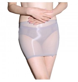 Sexy Glossy Sheer Micro Mini Stretchy Skirt Oil Shiny Slim Fit Stockings See Through Butt Lifting Shapewear $22.66 - Skirts