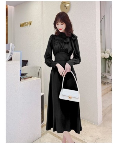 Women's French elegant purple dress 2023 new Korean version of vintage pleated mid-length dress spring and autumn girl $49.37...