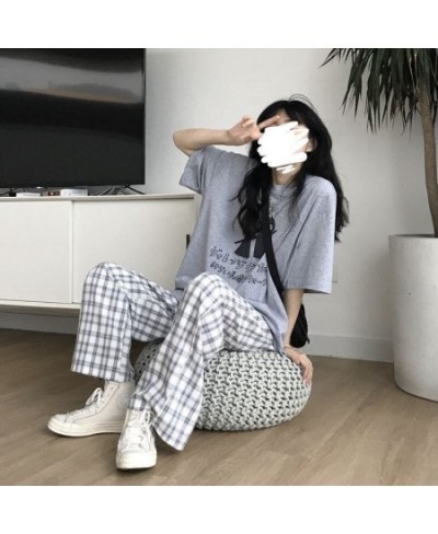 Spring Japanese Plaid Pants Sleep Bottoms Woman Pajamas Pants Bottoms Sleepwear Pants Pajama for Woman Pijama Mujer Homewear ...