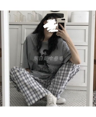 Spring Japanese Plaid Pants Sleep Bottoms Woman Pajamas Pants Bottoms Sleepwear Pants Pajama for Woman Pijama Mujer Homewear ...