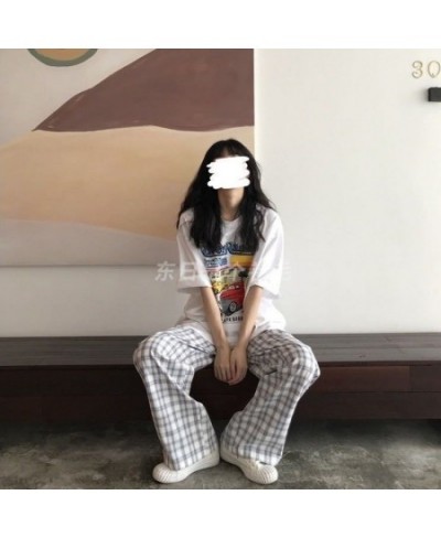 Spring Japanese Plaid Pants Sleep Bottoms Woman Pajamas Pants Bottoms Sleepwear Pants Pajama for Woman Pijama Mujer Homewear ...