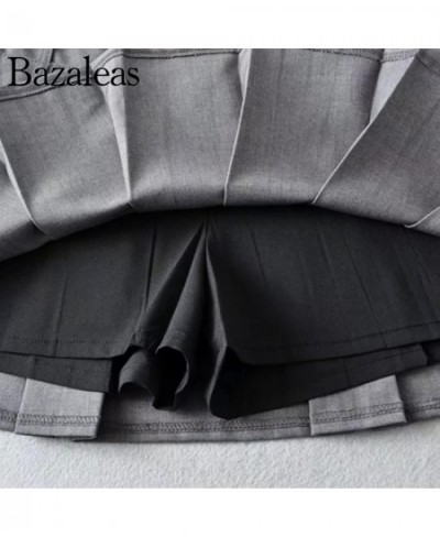 Women Buckle Detail Pleated Mini Skirt With Underwear 2022 summer short Y2K skirts $42.78 - Skirts