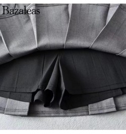 Women Buckle Detail Pleated Mini Skirt With Underwear 2022 summer short Y2K skirts $42.78 - Skirts